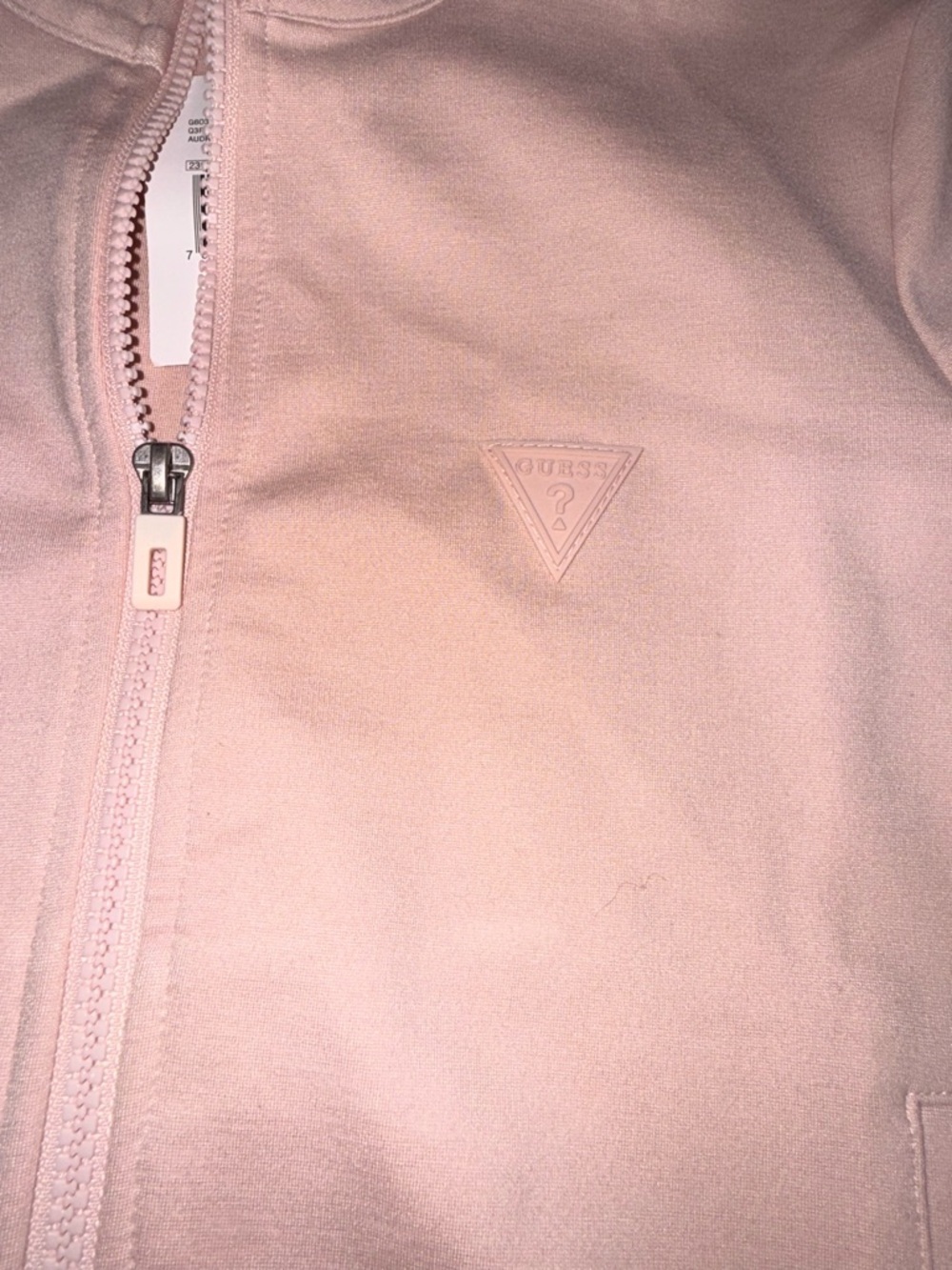 Guess Light Pink Zip-Up Jacket with Logo Tag - Picture 2 of 4